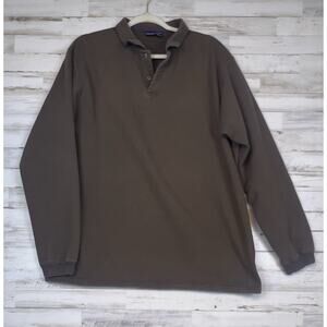 Vintage Patagonia Mens XL Brown Stripe Rugby Shirt Long Sleeve Cotton Polo 80s